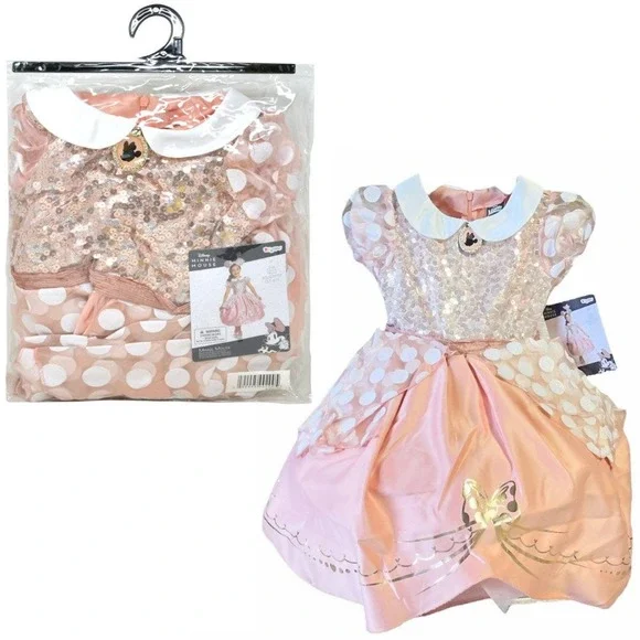 slim fit dress slacks Pink and Gold Minnie Mouse Polka dot Dress with Tutu – LoverDovers main image 1